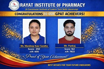 GPAT Achievement – Rayat Institute of Pharmacy